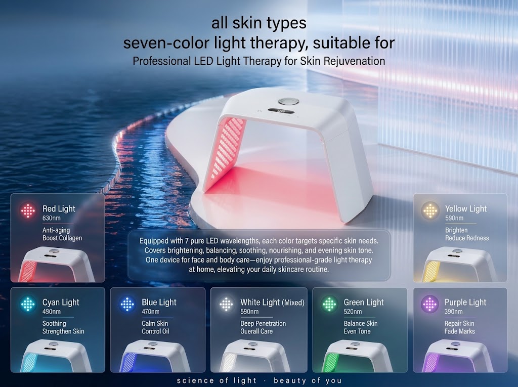 Multi-color LED beauty device with selectable treatment modes
