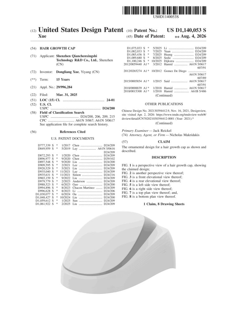 Hair Growth Cap — United States Design Patent