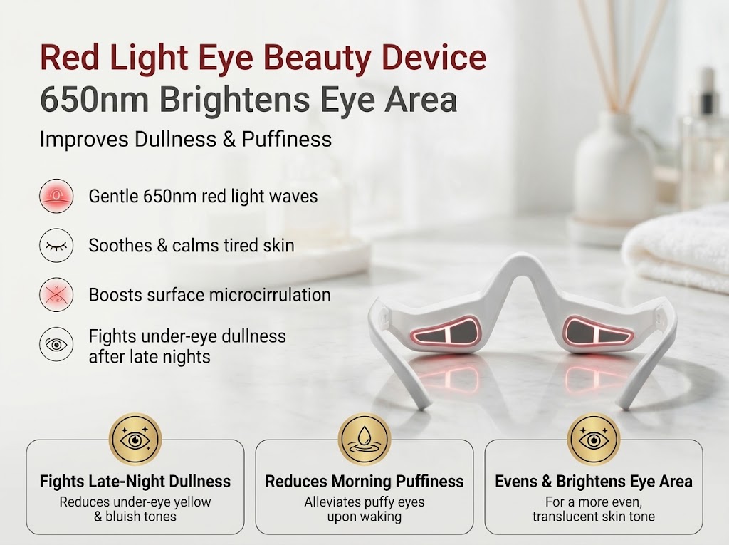 EMS controls and 15-minute operating routine infographic for the eye device